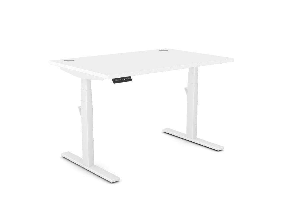 Leap Single Desk - Standing Height Adjustable Desk - SKU: Frame: LP/S3S8050/WHT + Top: E - 25 - TP1280/WH