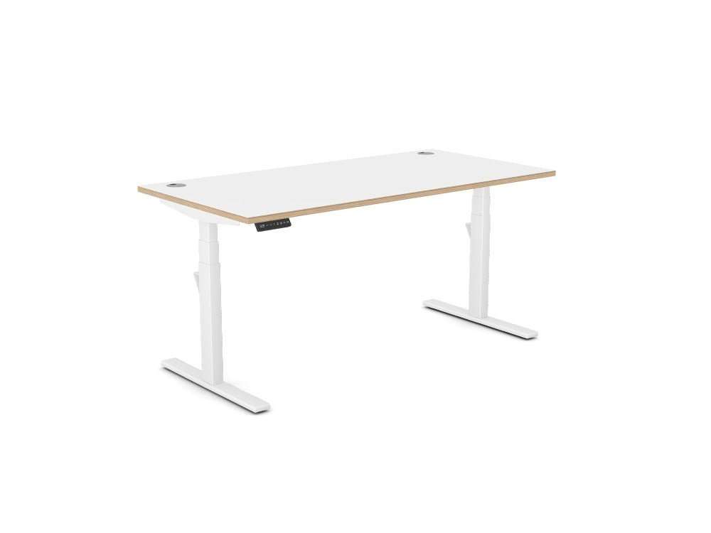 Leap Single Desk - Standing Height Adjustable Desk - SKU: Frame: LP/S3S8050/WHT + Top: P - TP1680/WHTHATSMYOFFICE