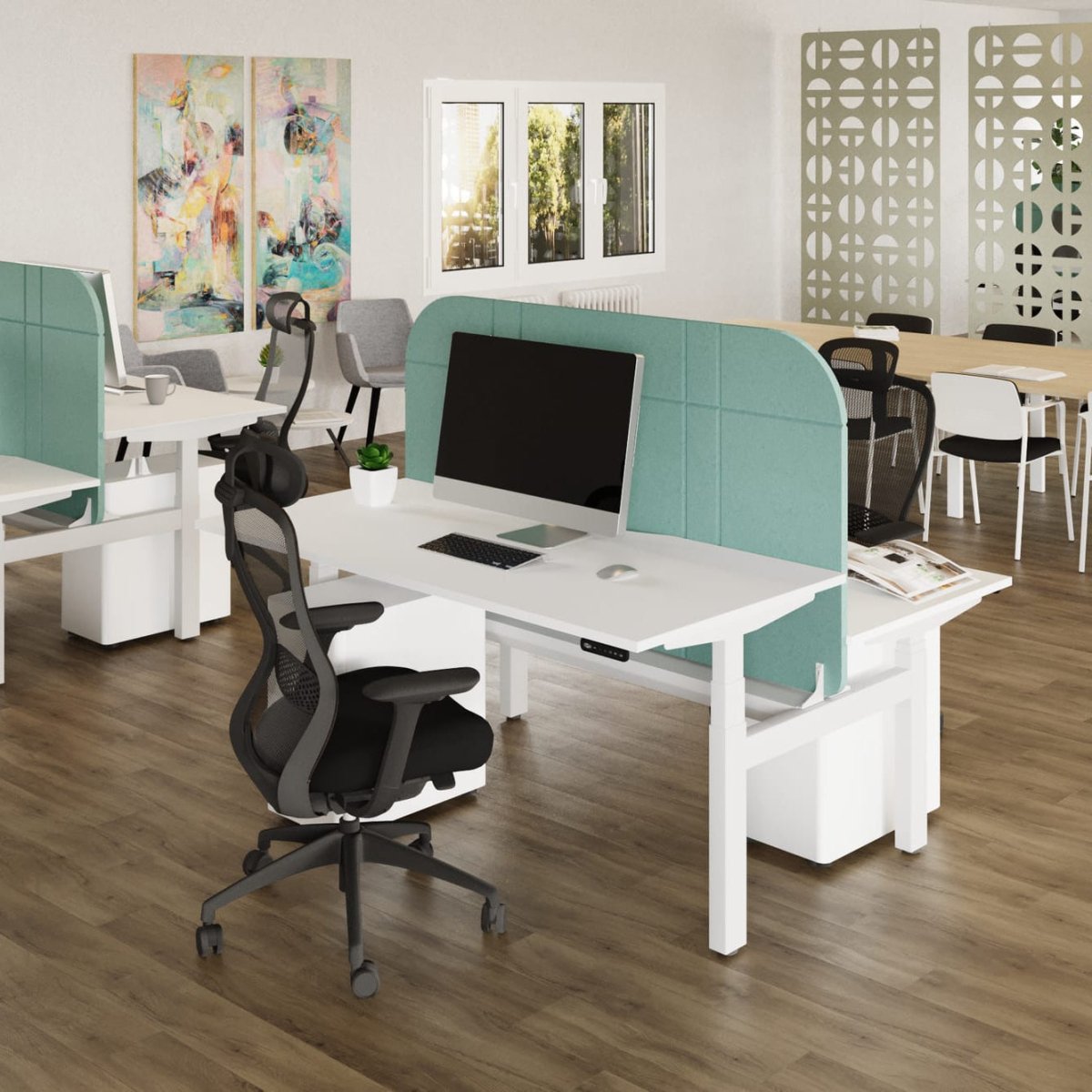 Levanta Leap 2 person Sit stand Back to Back Desk 120 to 180cm Wide