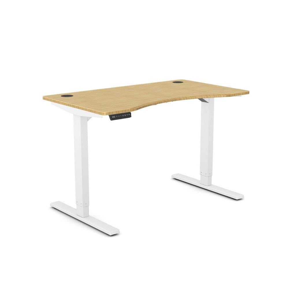 120 cm Levanta Zoom Height Adjustable Desk Environmental Scallop Bamboo Top White Legs Offer 120 cm