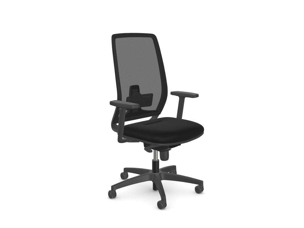 Lira Office Chair - SKU: LIRA/ARMSTEP - PP/SS/E001/BMS, Fabric: E001, Mesh: BMS