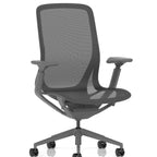 Gray office chair with mesh back on a white background