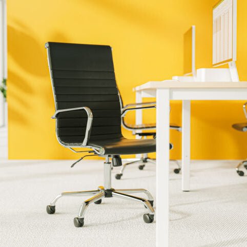 Nola Black Leather Executive Office Chair with Arms