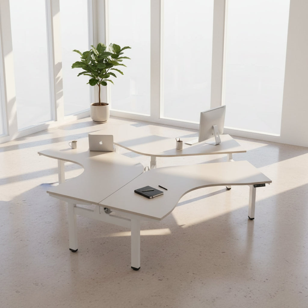 Office Cluster Desk Height Adjustable Leap 3 Person Workstation