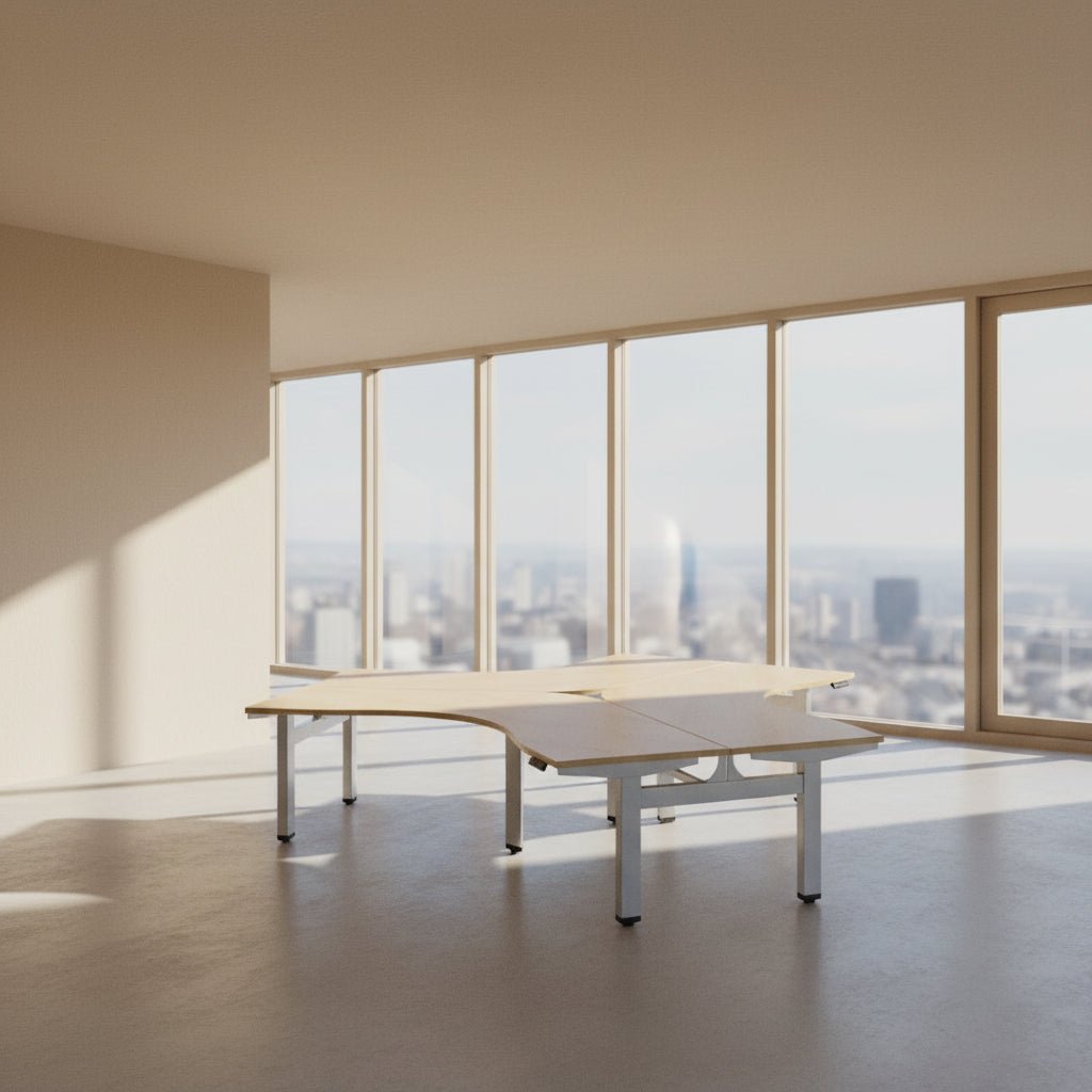 Office Cluster Desk Height Adjustable Leap 3 Person Workstation