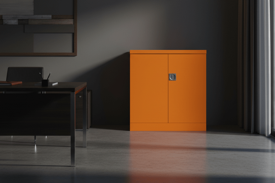 Office Cupboards with 1 Shelf Low 102cm High CUEC4AGS-OrangeOffice Cupboard 2 DoorTHATSMYOFFICE