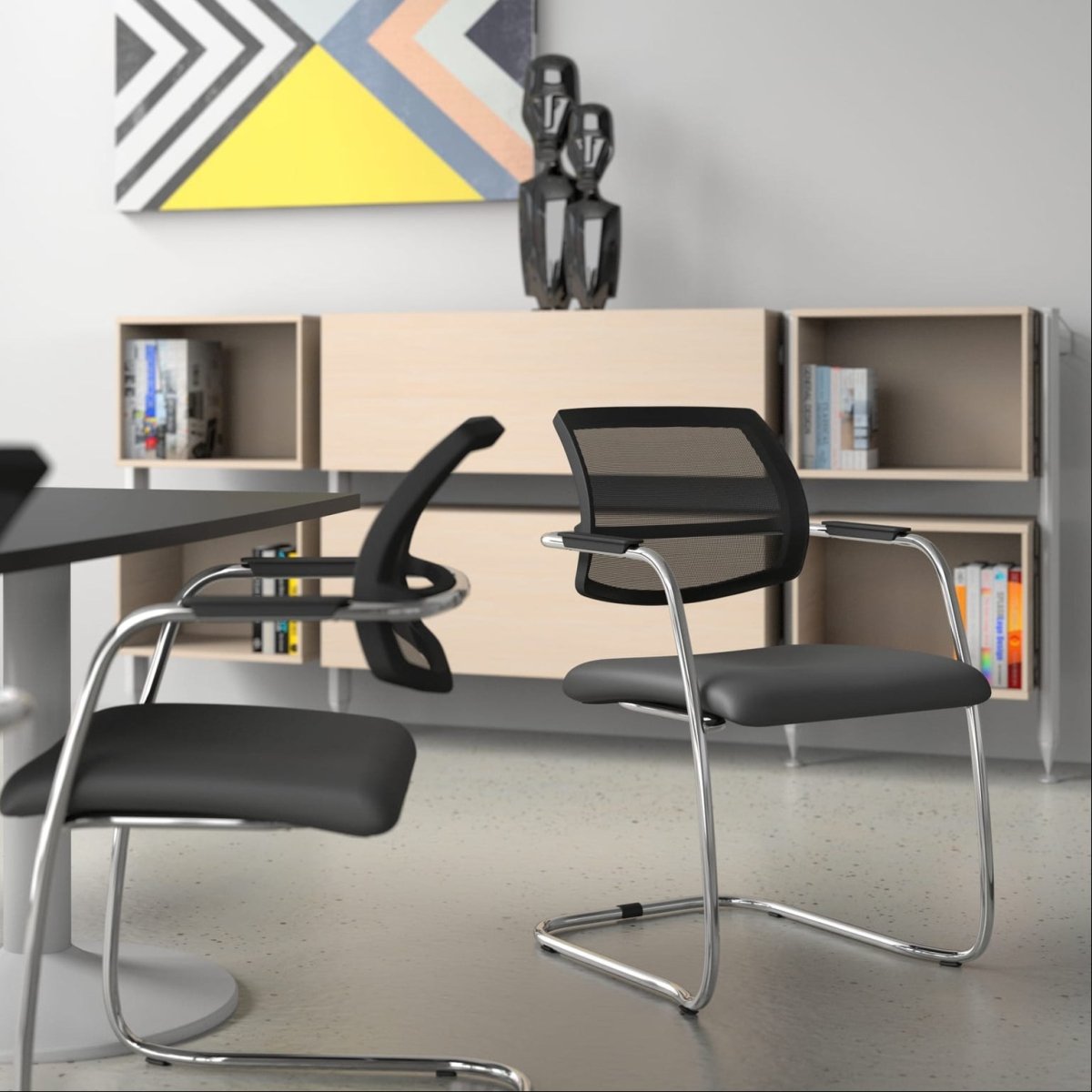 Office Stacking Chair OQ1 SeriesChrome legs and colour choice in 360 view