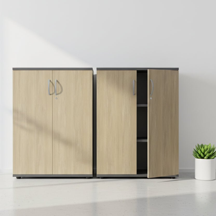 wooden two door office cupboard 