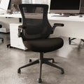 Black mesh back office chair with adjustable armrests
