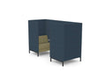 Platinum Booth 2 Seater Workstation - SKU: 2x Sofa: KL - PLAT/R31W/HB/GP1/GP1, Hanging wall: KL - PLAT/RHBZW/GP1, Seat Fabric: RIVET_WIRE_EGL03, Walls: RIVET_LAGOON_EGL35, Sofa Legs: V01MAL - RAL7016 - SMOOTH, Table: KL - PLAT/HB - TAB/6260, Top Finish: Graphite,