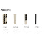 Set of storage shelves with product sizes and load capacities on a white background