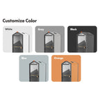 Color customization options for a product with white, gray, black, blue, and orange color swatches.