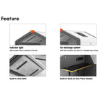 Features of a pod with indicator light, air exchange system, built-in strip light, and desk/socket.