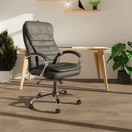 Rocky High Back Executive Leather Office Chair  Black with Arms