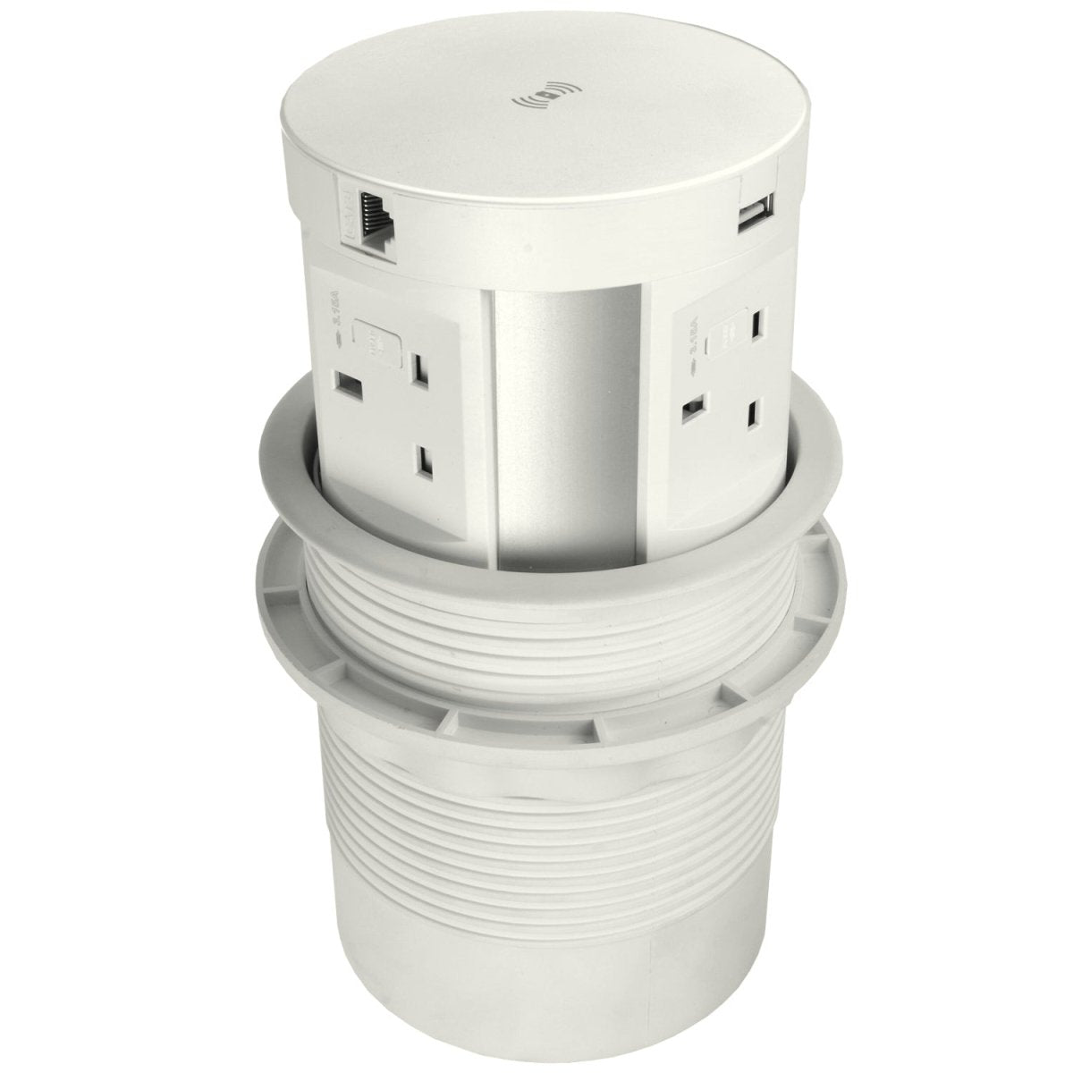 Round Pop Up charging points 4 x 3pin plug, 2 USB 1 x hdmiDesk Power Module