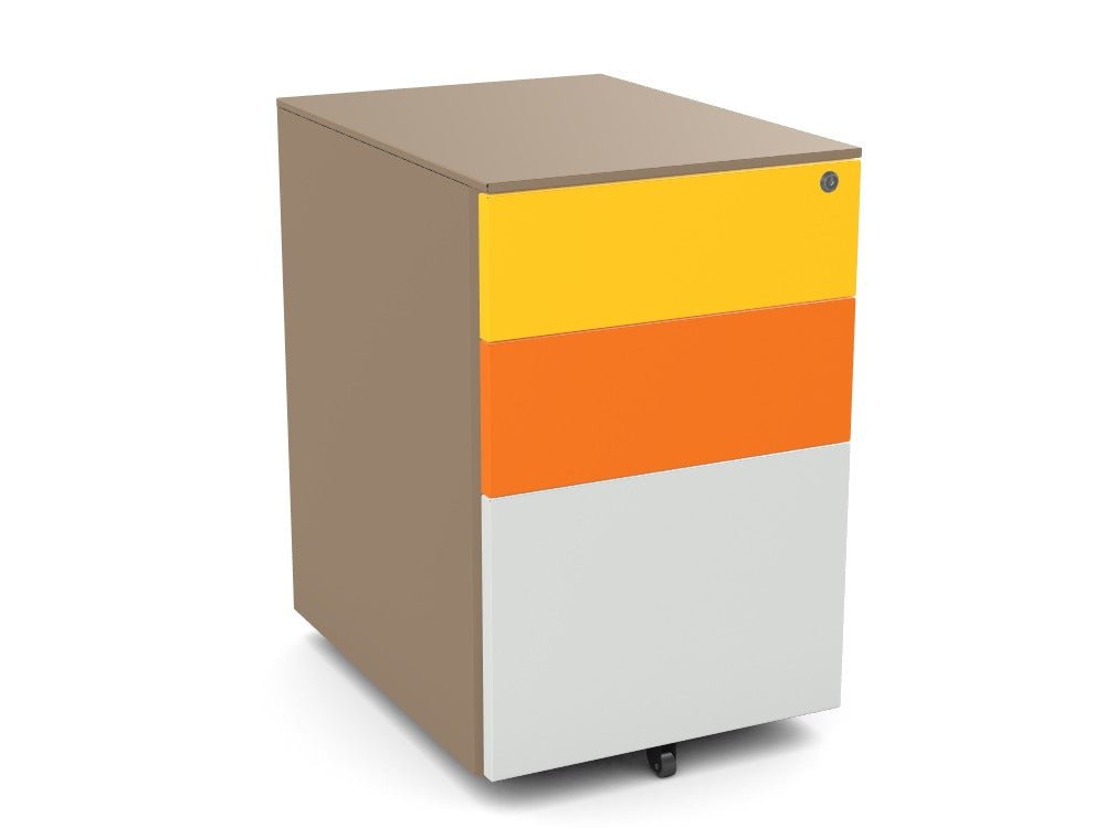 Silverline Under Desk Pedestal Custom - SKU: PDUD50SDBrownSunshineYellowSiennaOrangeGreyTHATSMYOFFICE