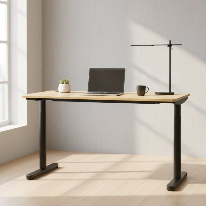 Sit Stand Desk Rounde Leg Sustainable Bamboo Rectangular Levanta Rounde-