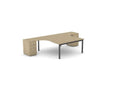 Switch 2 Person Crescent Desk & Desk High Pedestal, Open Leg Workstation - SKU: Complete product: S - 2PCRSC - LEO - T1812 - DHP/UO/ANC, Components: Tops: S - T1812R/UO, S - T1812L/UO, Beams 2x: S - B1800/ANC, Legs: S - LEO1600/ANC, Pedestals 2x: KIT - DHP3C/6/UO