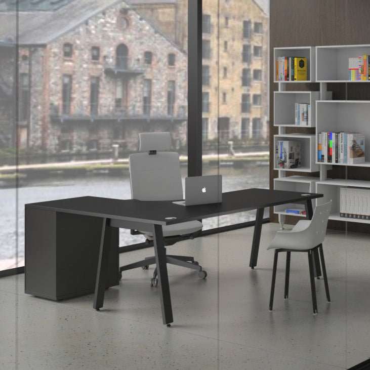 Switch Crescent Office|Home Desk LH|RH with Pedestal S-CRSC-LEA-TP16-18