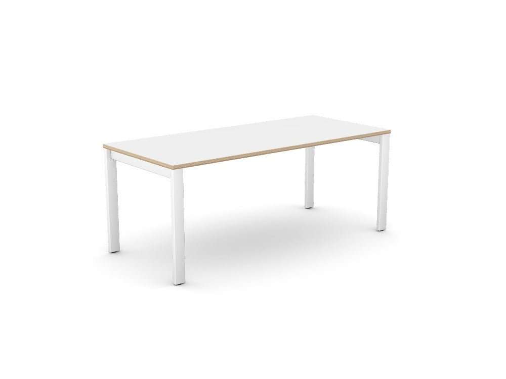 Switch Single Office Desk Open Leg - SKU: Complete Product: S - PLY - 1PB - LEO - T1880/WH/WHT, Components: Top: S - PLY - T1880/WH , Beam: S - B1800/WHT , Leg: S - LEO800/WHT