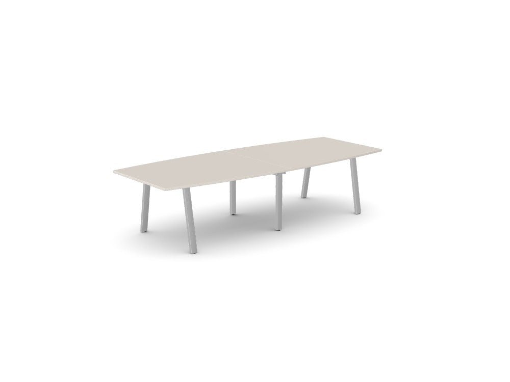 Switch Two Piece Curved Meeting Table, A - Leg - SKU: Complete Product: S - LEA - MTC30/12/CM/SLV, Components: Tops 2x: S - MTC1512/CM, Beams 4x: S - B1200/SLV, Legs: S - LM1000/SLV, S - LEA1000/SLVTHATSMYOFFICE