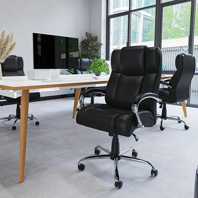 Texas High Back Heavy Duty Executive Black Leather Office Chair  with Arms