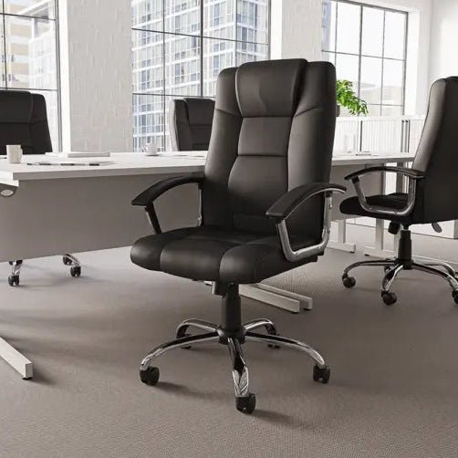 Thrift High Back Executive Leather Office Chair  Black with Arms