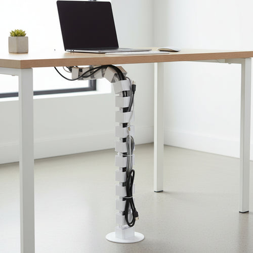 White Cable Management Slinky Floor to Desk Criteriion