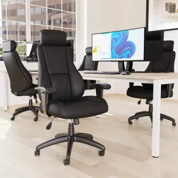 Windsor Medium Back Executive Black Leather  Office Chair with Arms