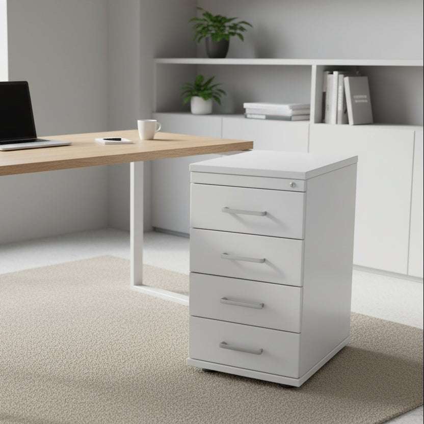 Wooden Desk High Pedestal Wuteh 4 Drawer 60cm/80cm Deep KO - CD 6Under Desk Pedestal Wooden
