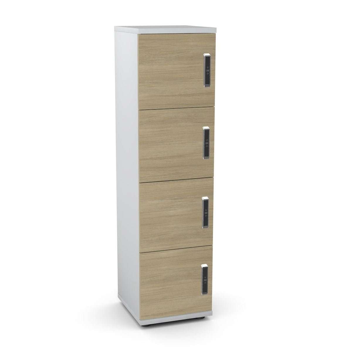 Wooden Locker With RFID Card Lock 42 D 40 W 153cm H Grey/White Carcase with Wooden Fronts