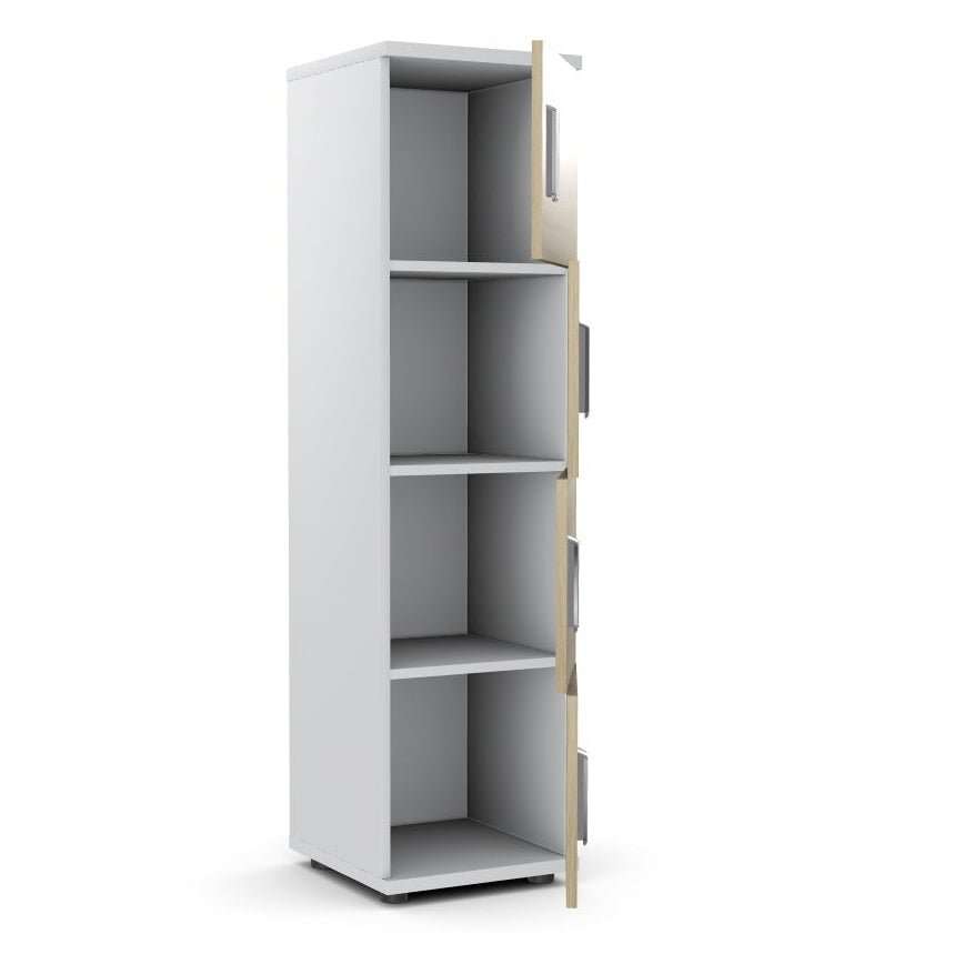 Wooden Locker With RFID Card Lock 42 D 40 W 153cm H Grey/White Carcase with Wooden Fronts