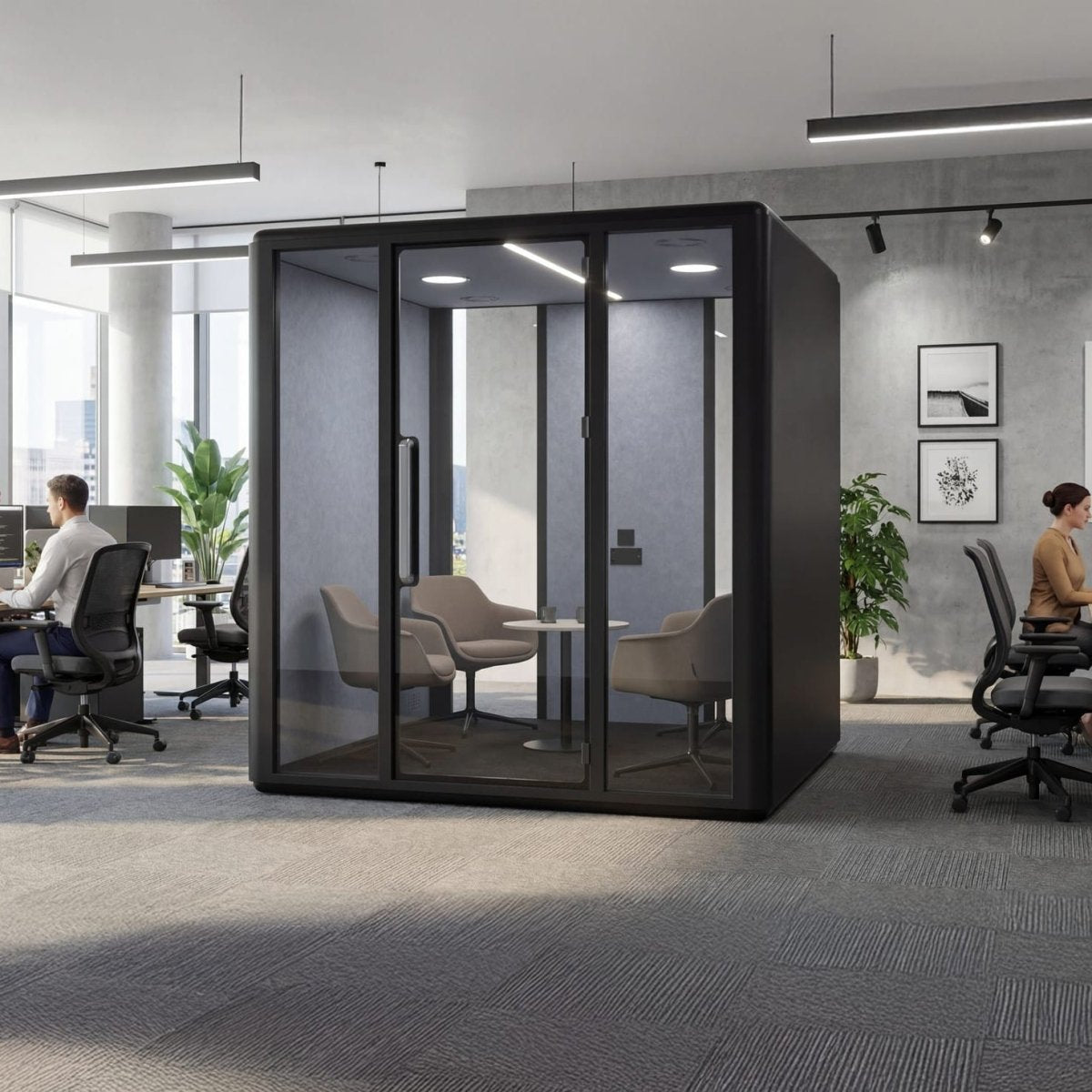 The Zeno 4-Person Pod extends the Zeno family into a larger, shared environment that accommodates up to four people with ease