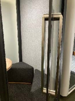 Nrushed steel door handle for Zeno office phone booth