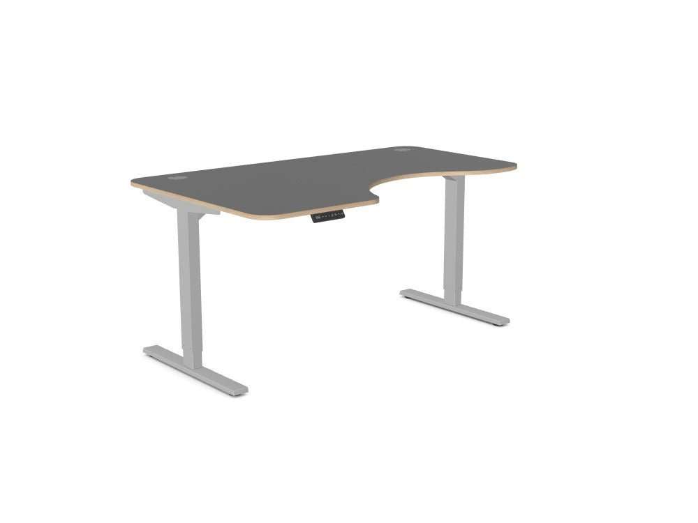 Zoom Radial Standing Height Adjustable Desk - SKU: TOP: P - RDR1610L/GR, Frame: ZOOM/JS36DR - 1 - 2 - R/SLV