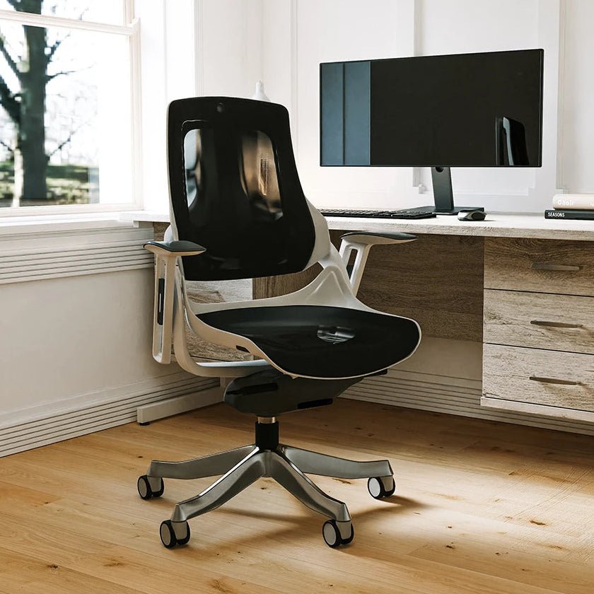 Zure High Back White Shell Executive Office Chair  with Arms