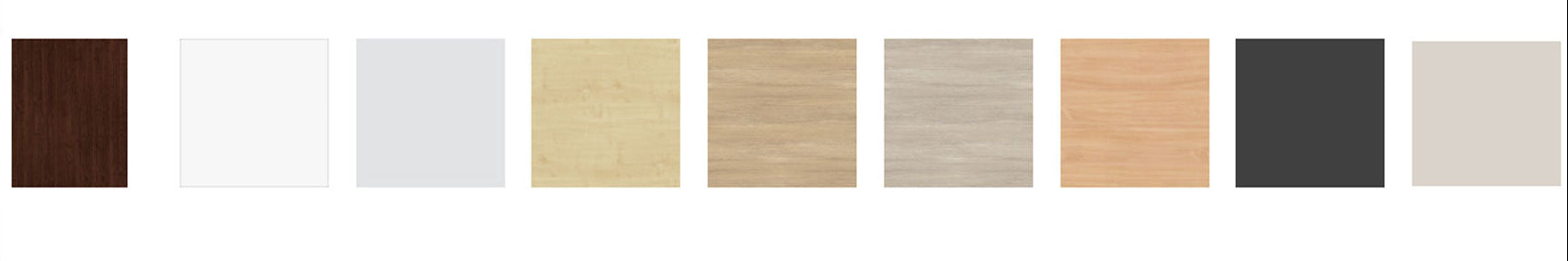Set of wooden panel samples in various colors.
