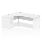 Office furniture impulse-panel-end-crescent-desk-workstation Dynamic  White 180 Left Wide 600 Pedestal