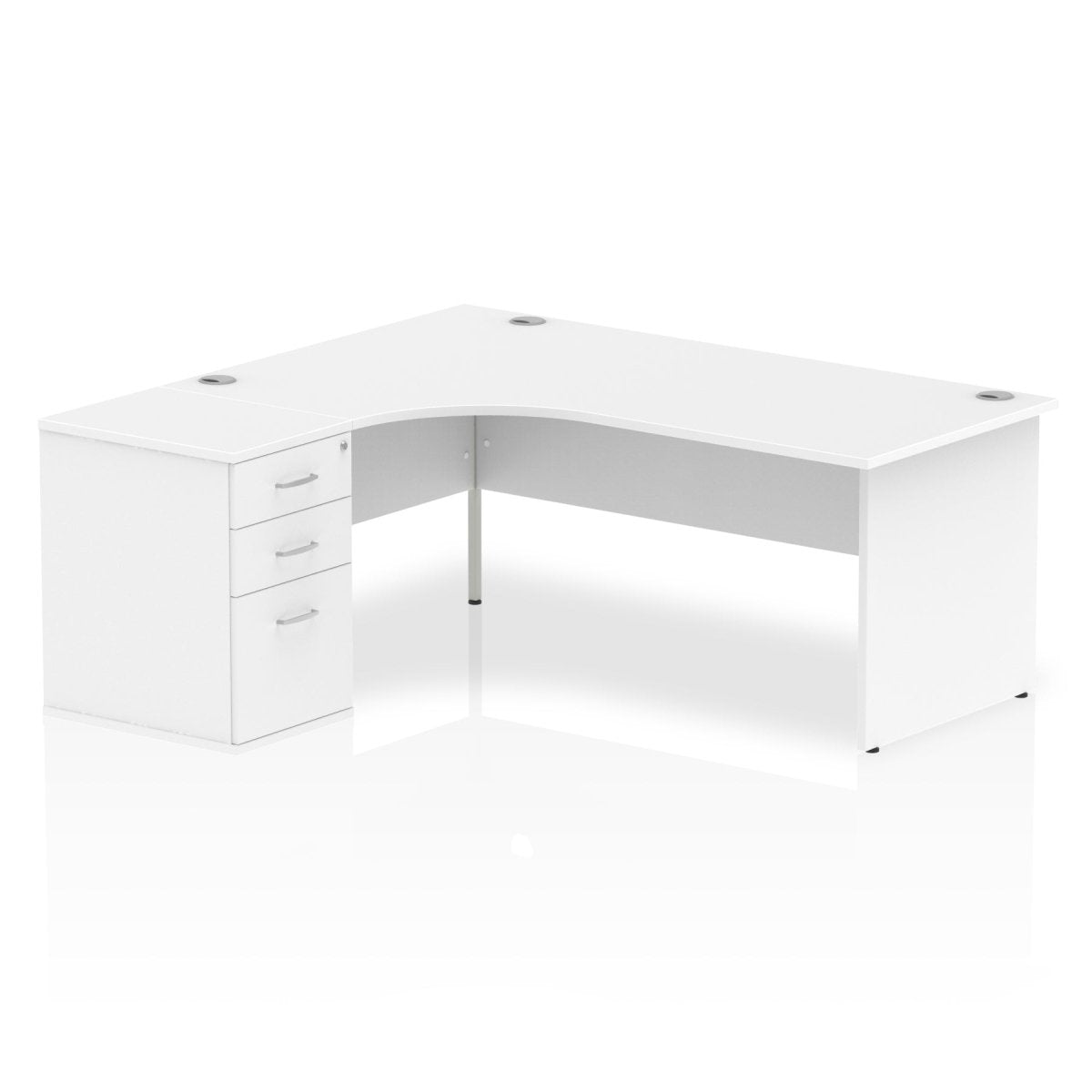 Office furniture impulse-panel-end-crescent-desk-workstation Dynamic  White 180 Left Wide 600 Pedestal