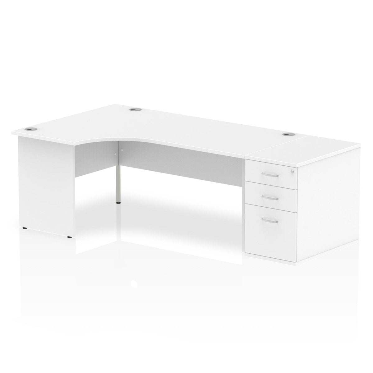 Office furniture impulse-panel-end-crescent-desk-workstation Dynamic  White 180 Left Wide 800 Pedestal