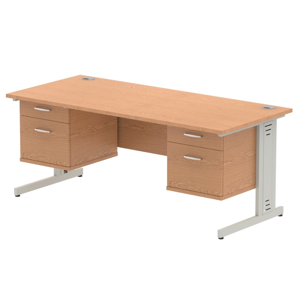 Office furniture impulse-180mm-cable-managed-straight-desk-with-fixed-pedestal Dynamic  WALNUT Desk Colour 3 Drawer x2 
