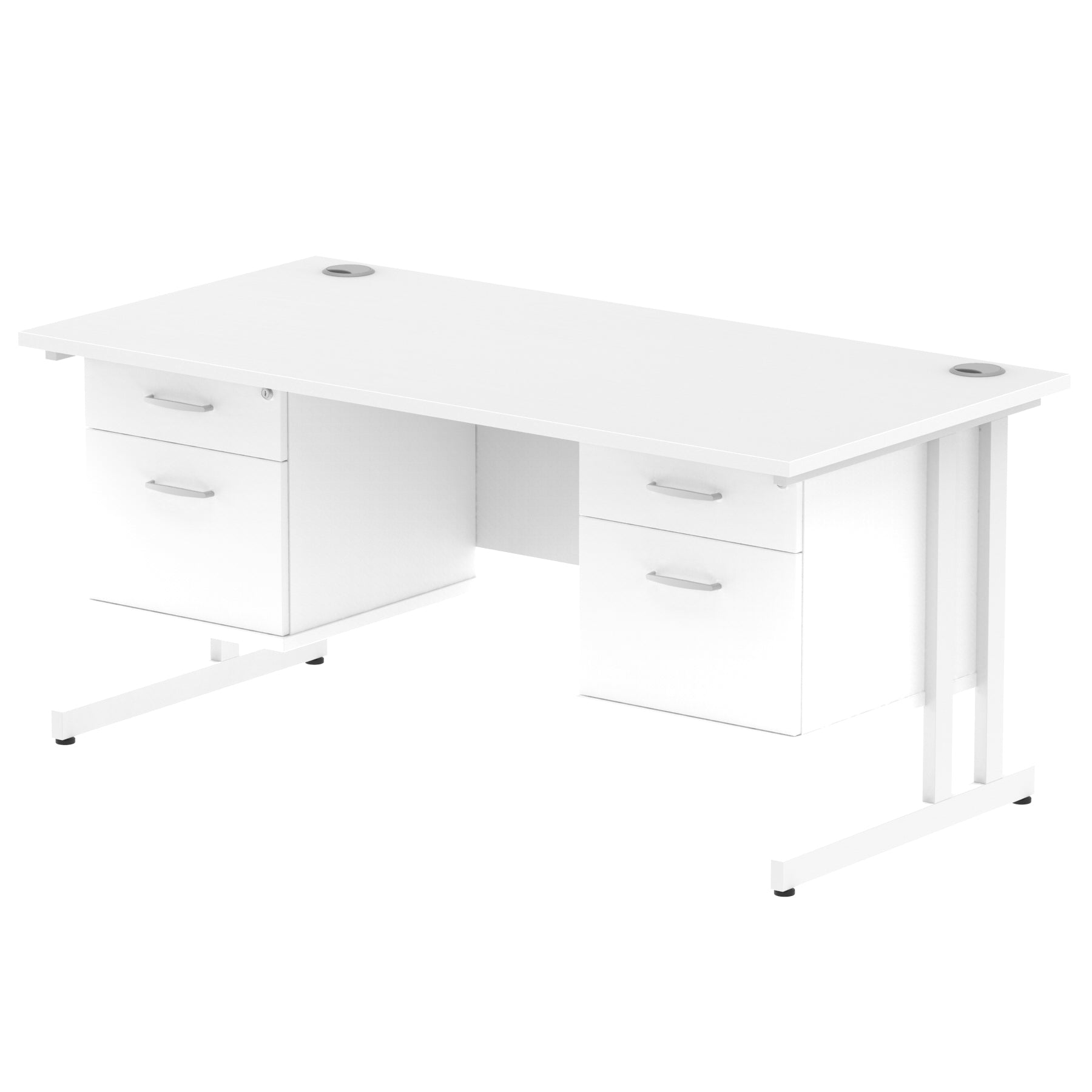 Office furniture impulse-cantilever-straight-desk-white-frame-with-fixed-pedestal Dynamic  WALNUT 180 Wide 2 Drawer x2