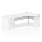 Office furniture impulse-panel-end-crescent-desk-workstation Dynamic  White 180 Right Wide 800 Pedestal