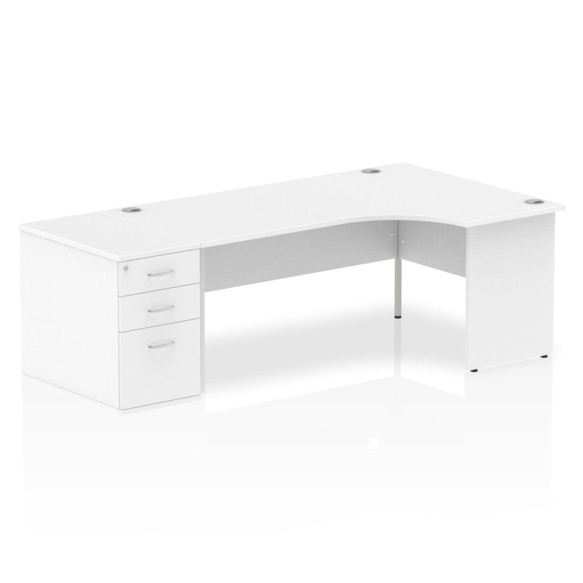 Office furniture impulse-panel-end-crescent-desk-workstation Dynamic  White 180 Right Wide 800 Pedestal