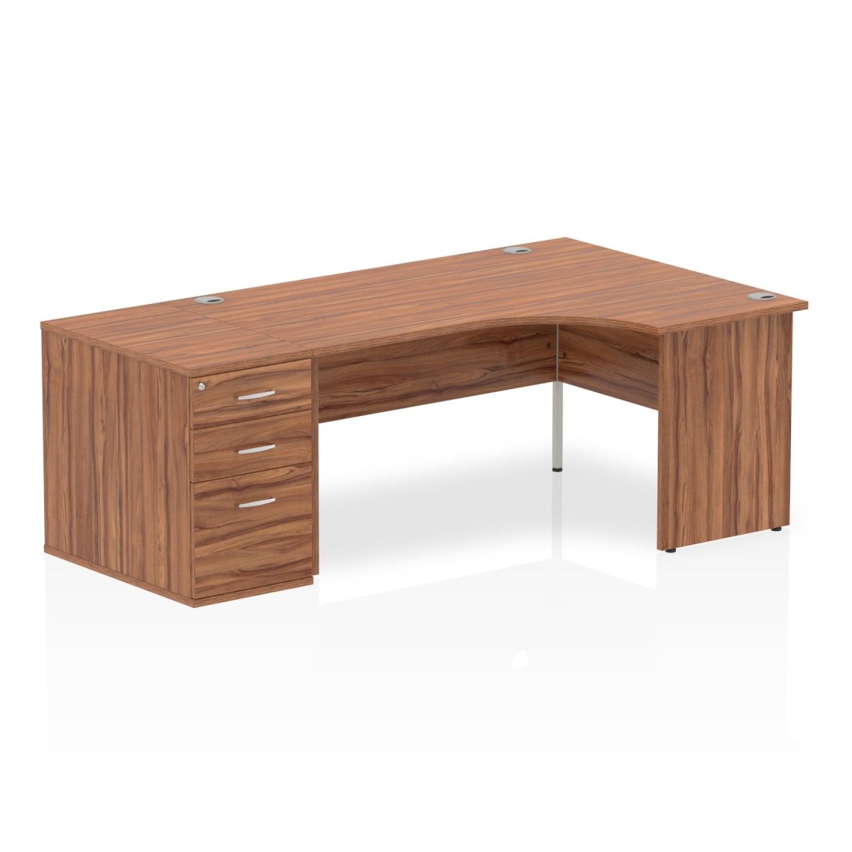 Office furniture impulse-panel-end-crescent-desk-workstation Dynamic  Walnut 160 Right Wide 800 Pedestal
