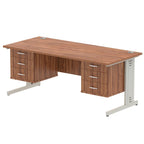 Office furniture impulse-180mm-cable-managed-straight-desk-with-fixed-pedestal Dynamic  WHITE Desk Colour 3 Drawer 