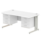 Office furniture impulse-160mm-cable-managed-straight-desk-with-fixed-pedestal Dynamic  WHITE Desk Colour 3 Drawer 