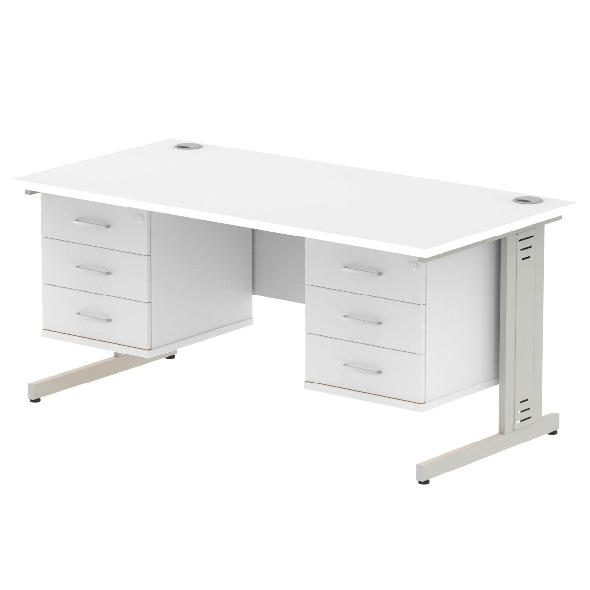 Office furniture impulse-160mm-cable-managed-straight-desk-with-fixed-pedestal Dynamic  WHITE Desk Colour 3 Drawer 