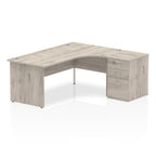 Office furniture impulse-panel-end-crescent-desk-workstation Dynamic  Grey Oak 180 Right Wide 600 Pedestal