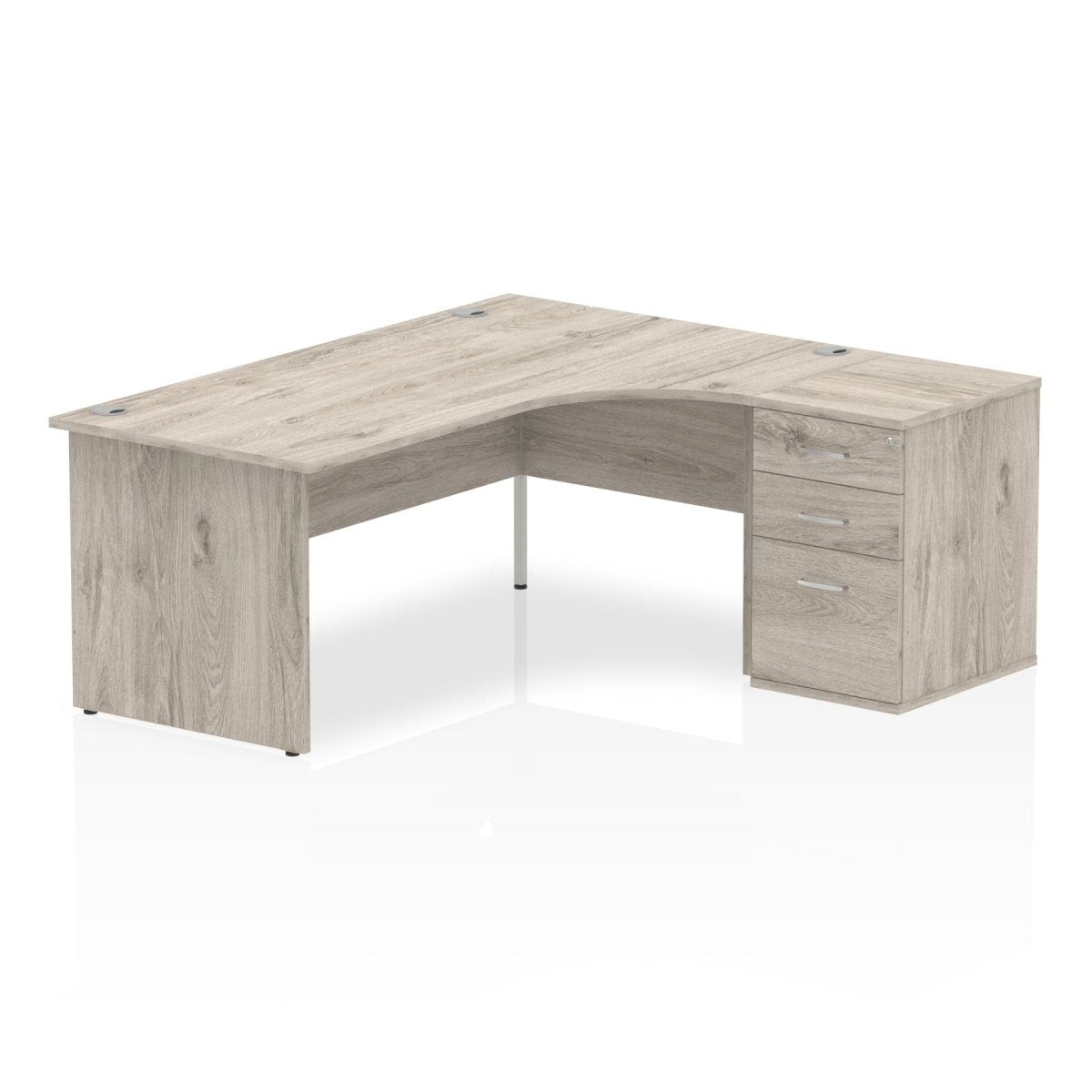 Office furniture impulse-panel-end-crescent-desk-workstation Dynamic  Grey Oak 180 Right Wide 600 Pedestal